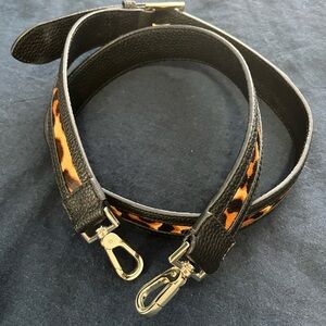 Leopard Print Black Leather Strap